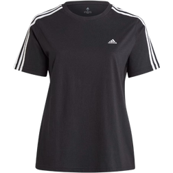 adidas Women's Essentials Slim 3-Stripes Tee (Plus Size) - Black/White