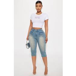 Fashion Nova Tinted Stretch Capri Jeans - Medium Wash