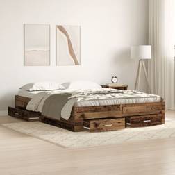 vidaXL with Drawers 140 x 200 cm Frame Bed