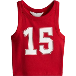 H&M Girls Printed Cotton Vest Top - Red