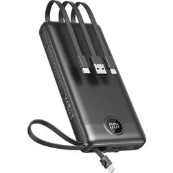 Veektomx Power Bank with Built-in Cables 20000mAh Black