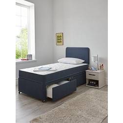 Airsprung Teddy Storage Divan Set With Headboard Extra Bounce Mattress Blue