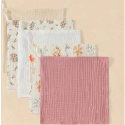 Shein 5pcs Floral Printed Pure Cotton Gauze Bibs