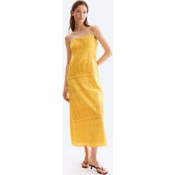 H&M Gul Stropkjole Med Broderie Anglaise