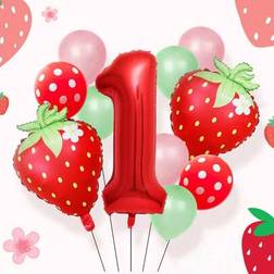 Shein 18pcs Strawberry Number Birthday Party Balloons