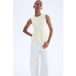 H&M Tanktop Interlockjersey Med Peplum - Sart Gul