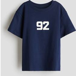 H&M Boys Printed Cotton T-shirt - Navy Blue