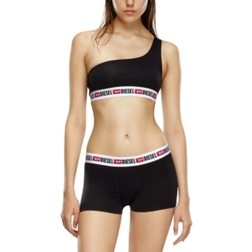 Diesel One-Shoulder Bra with Logo Band - Black