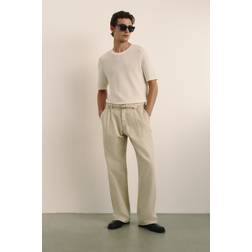 H&M Herre Stylede Bukser Hørblanding Relaxed Fit - Beige