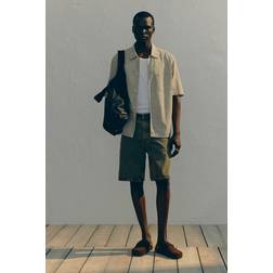H&M Herre Ternet Skjorte Med Korte Ærmer Regular Fit - Beige