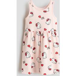 H&M Pige Kjole Bomuld Tryk - Lys Rosa/Hello