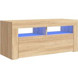 vidaXL LED Lights Sonoma Oak TV Bench 90x40cm