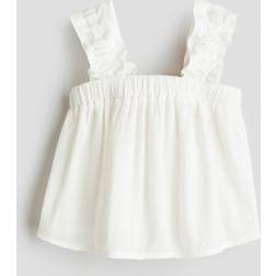 H&M Pige Crinkled Top I Chiffon - Hvid