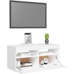 vidaXL LED Lighting White TV Bench 90x40cm