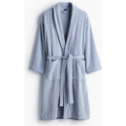 H&M Ladies Cotton Terry Dressing Gown - Light Dusty Blue