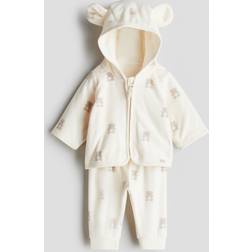 H&M Bear 2-Piece Fleece Set - Cream/Teddy