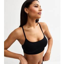 New Look Ribbed Seamless Bralette - Black