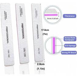 Shein Professional Nail Filers 100 180 Grit Wide Flat High-Grade - Grey