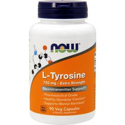 Now Foods L-Tyrosine 750mg Capsules 90 stk