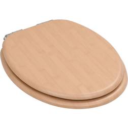 vidaXL Asiento Inodoro Wc Con Tapa De Cierre Suave MDF Diseío Bambú