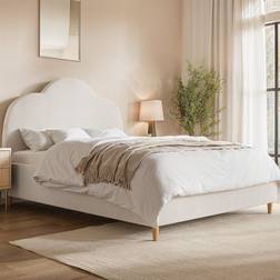 Roma Cream Boucle Double Ottoman with Legs and Headboard Frame Bed