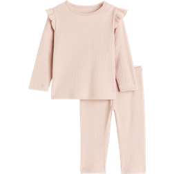 H&M Baby Geripptes Baumwollset Rosa