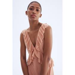 H&M Flounce Trimmed Dress - Dusty Orange