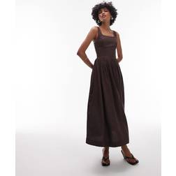 & Other Stories Midaxi Dress With Fitted Bodice Volume Brown