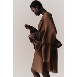 H&M Trumpet Sleeved Tunic Dress - Mörkbrun