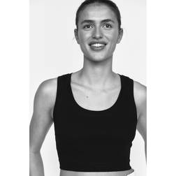 H&M Kurzes Geripptes Tanktop Damen - Schwarz
