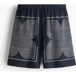 H&M Twillshorts Mit Kordelzug - Marineblau/Gemustert