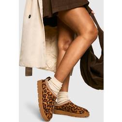 boohoo Embroidered Leopard Cosy Mules - Multi
