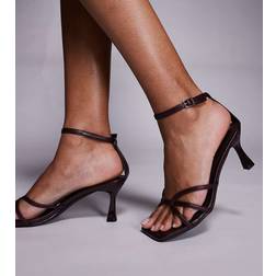 Public Desire Wide Fit Samya Kitten Heel Sandals - Burgundy