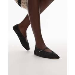 Topshop Alex Embroidered Flower Ballet Shoes - Black