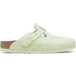 Birkenstock Boston Soft Footbed Suede Leather - Faded Lime