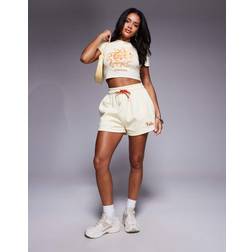 Kaiia Embroidered Logo Sweat Shorts - Yellow Orange