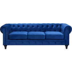 Beliani Chesterfield Navy Blue Sofa 201cm 3 Seater