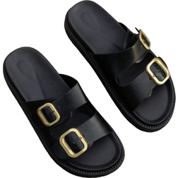 Shein Women's Buckle Decorated Platform Sandals, Comfortable And Versatile For Summer