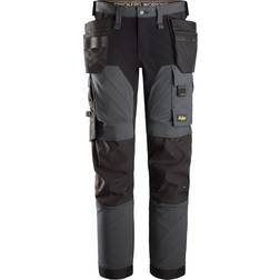 Snickers Workwear 6275 4-Way Holster Pockets Stretch Trousers - Steel Grey/Black