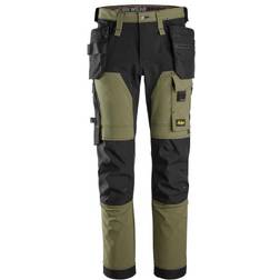 Snickers Workwear 6275 4-Way Holster Pockets Stretch Trousers - Khaki Green/Black