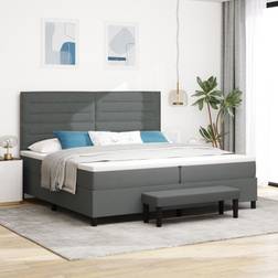 vidaXL Box Spring Säng Med Madrass Bänk Mörkgrå 200x200 cm Ramsäng