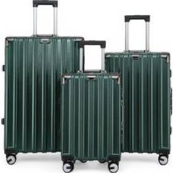 Infinity Leather Hardshell Suitcase Robust 8 Wheel Luggage Cabin Bag Medium