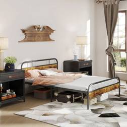 Homcom Double With Headboard Rustic Brown Frame Bed