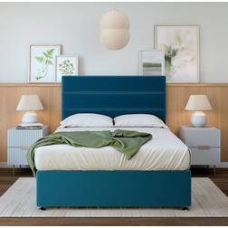 Bedmaster Marine Blue Plush Velvet 2 Drawer Divan Base Continental Bed