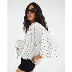 River Island Womens White Long Sleeve Polka Dot Print Blouse
