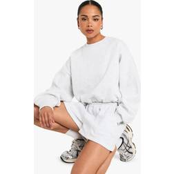 boohoo Bubble Hem Cropped Sweatshirt - Grey