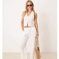 JDY Petite Wide Leg Cheesecloth Trousers - Off White