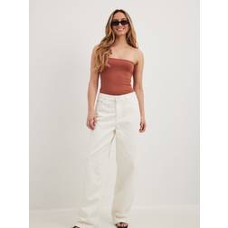 NA-KD Lockere Lange Hüftjeans Low Waist - Weiß