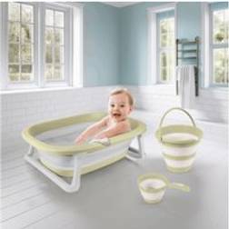 Dolu Foldable Triple Baby Bath Set Green