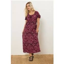 Yours Curve Pink Floral Print Textured Maxi Dress - Plus Size